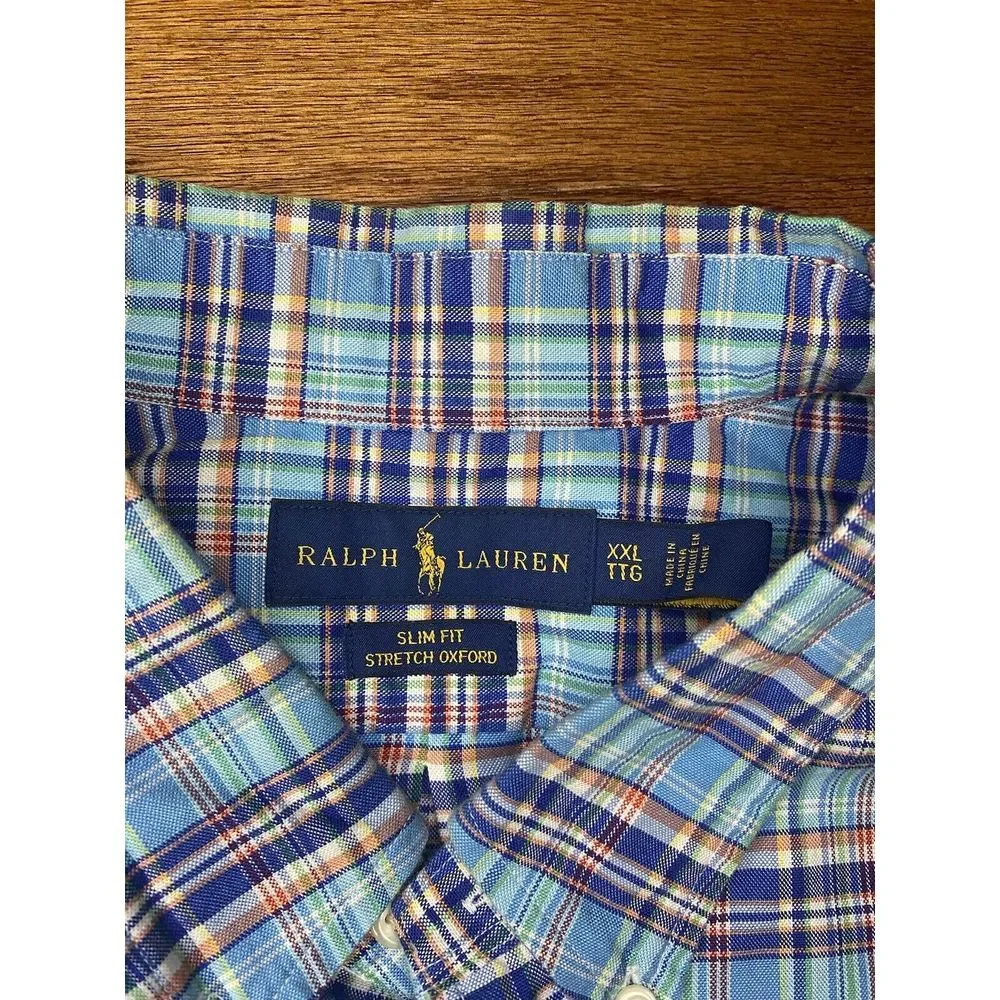 Ralph‎ Lauren Slim Fit Stretch Oxford Striped Button Up Size XXL TTG